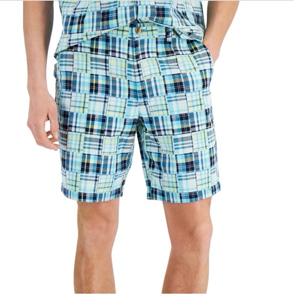 Club Room Men's Plaid Patch Shorts
